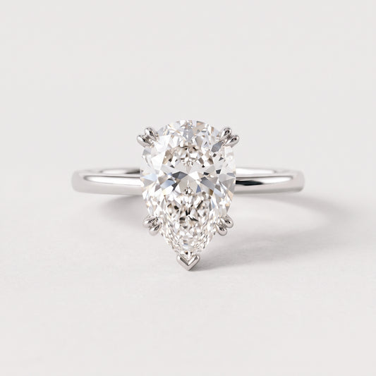 14K Pear Solitaire — Double Prong
