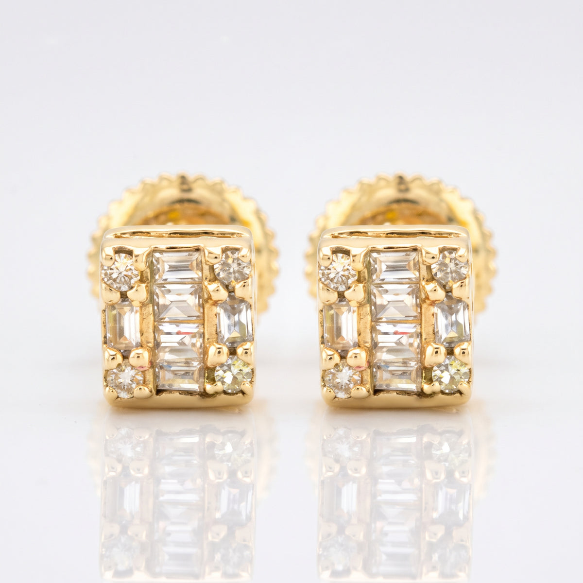 0.28ct Diamond Square Stud Earrings - 14k Yellow Gold