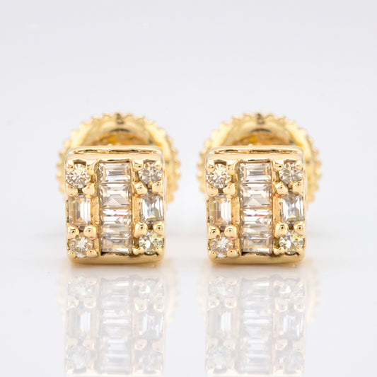 0.28ct Diamond Square Stud Earrings - 14k Yellow Gold