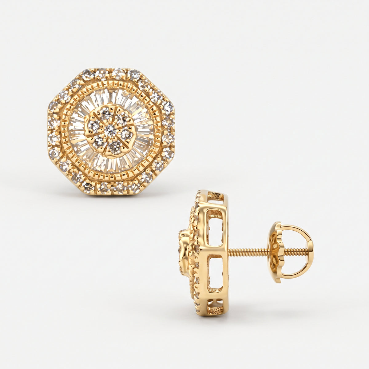 0.67ct Diamond Round Stud Earrings - 14k Yellow Gold
