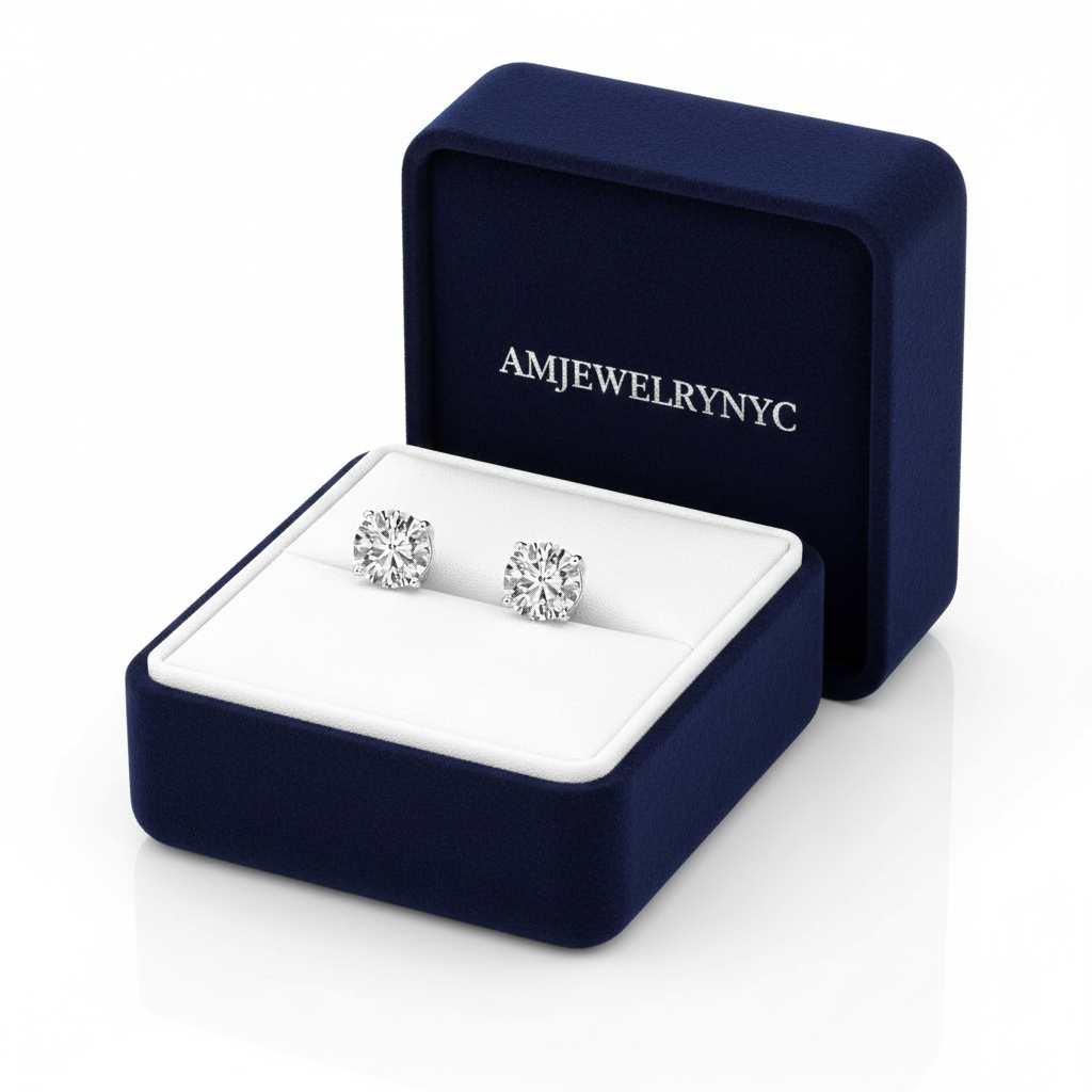 14K Gold / 925 Sterling Silver Stud Earrings | Screw-Back & Push-Back Styles | Hypoallergenic | GRA Moissanite or Cubic Zirconia Stones