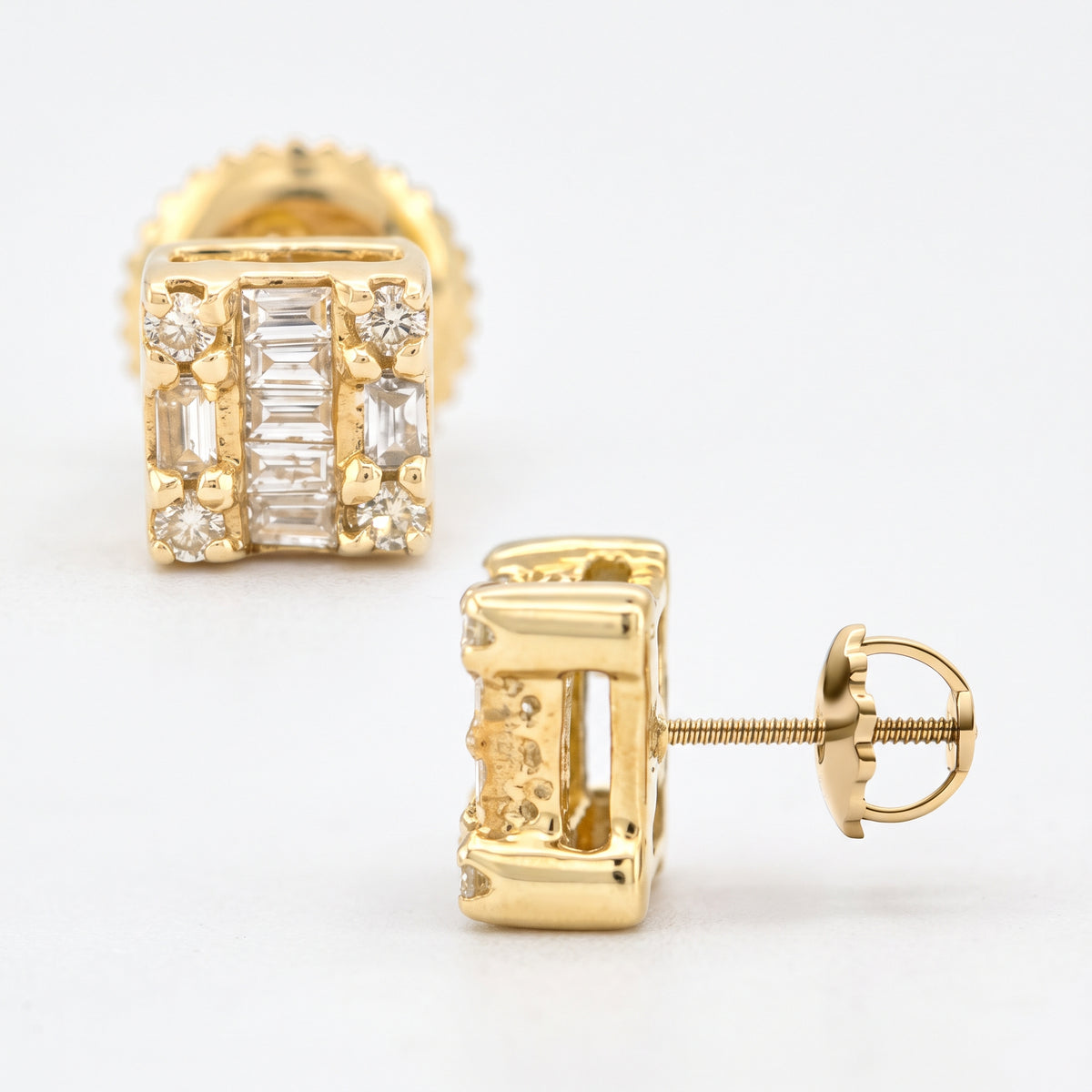 0.28ct Diamond Square Stud Earrings - 14k Yellow Gold