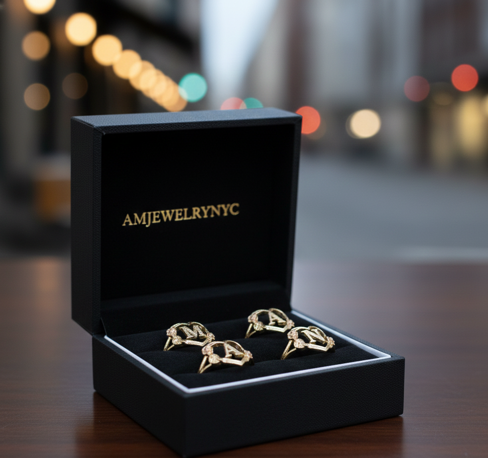 10k Solid Gold Heart with Rose Initial Ring, Personalized Alphabet Letter Ring, Love Valentine Gift Jewelry for Women & Girls