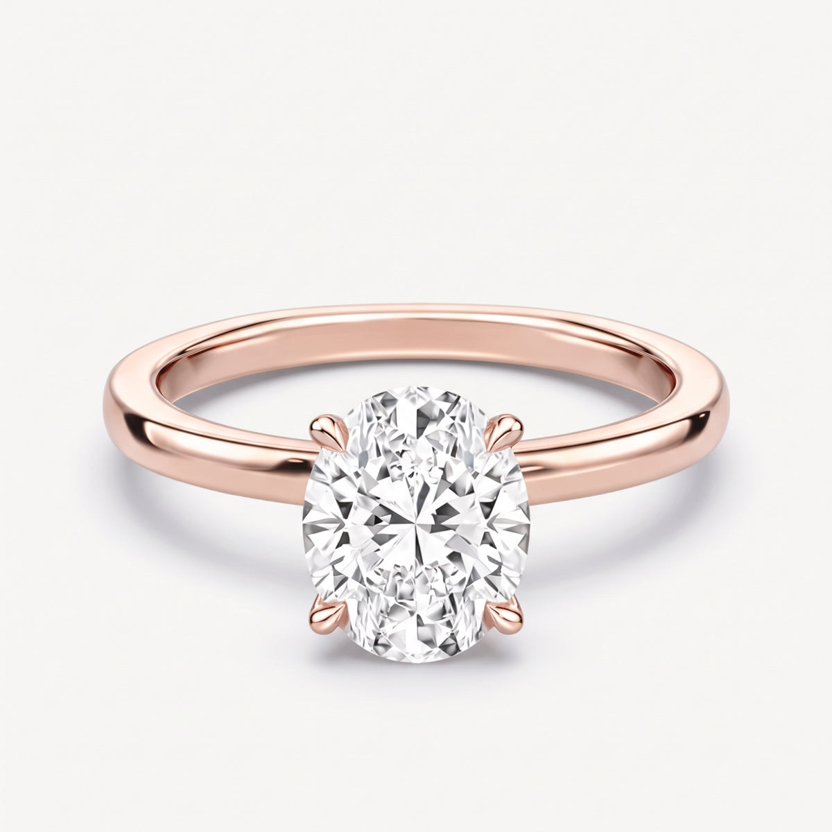 14K Oval Solitaire — Hidden Halo