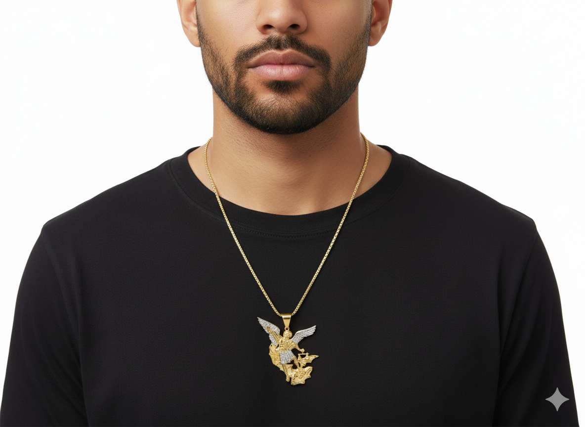 Angel vs Demon "St Michael" Pendant - 10k Yellow Gold