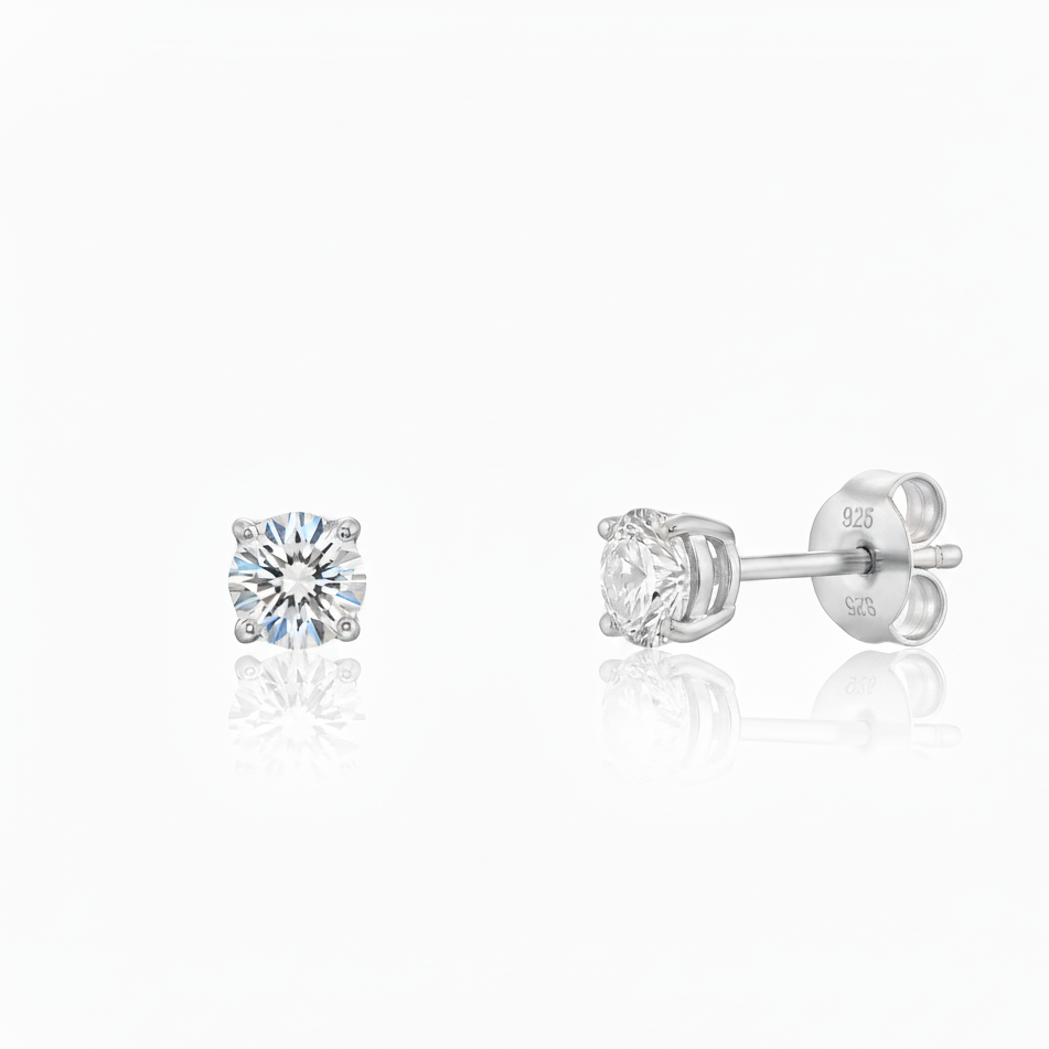 14K Gold / 925 Sterling Silver Stud Earrings | Screw-Back & Push-Back Styles | Hypoallergenic | GRA Moissanite or Cubic Zirconia Stones