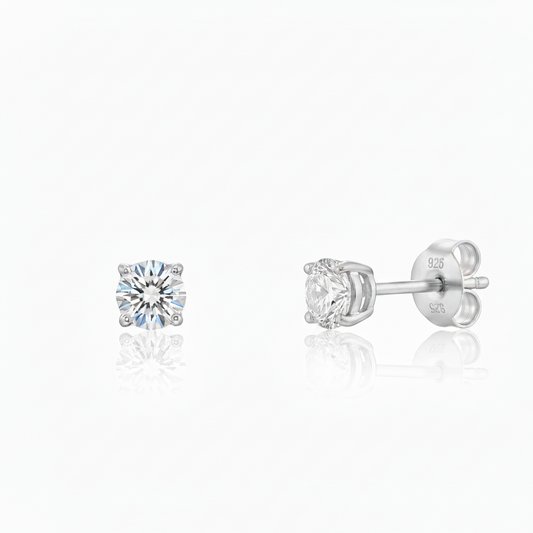 14K Gold / 925 Sterling Silver Stud Earrings | Screw-Back & Push-Back Styles | Hypoallergenic | GRA Moissanite or Cubic Zirconia Stones