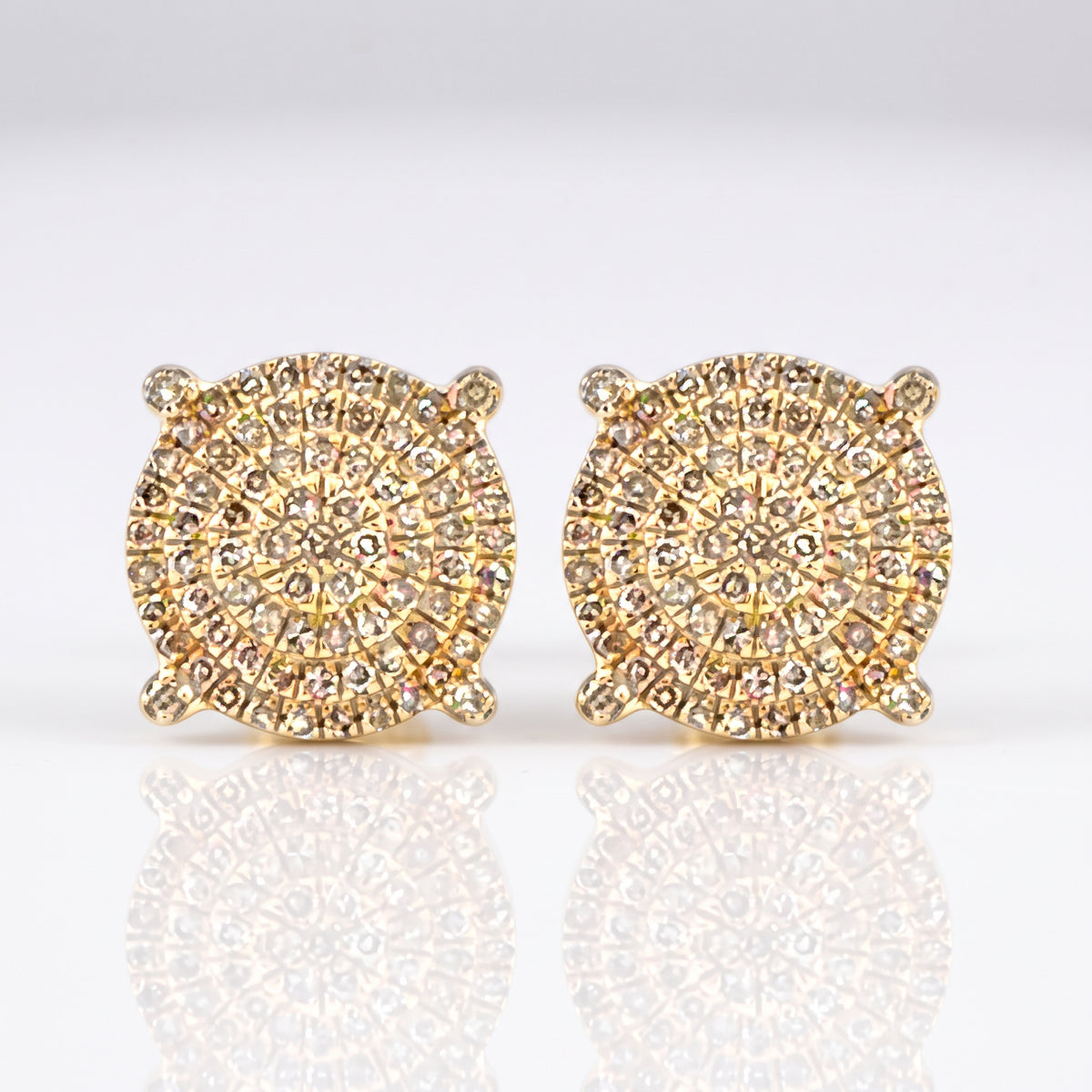 0.85ct Diamond Round Stud Earrings - 14k Yellow Gold
