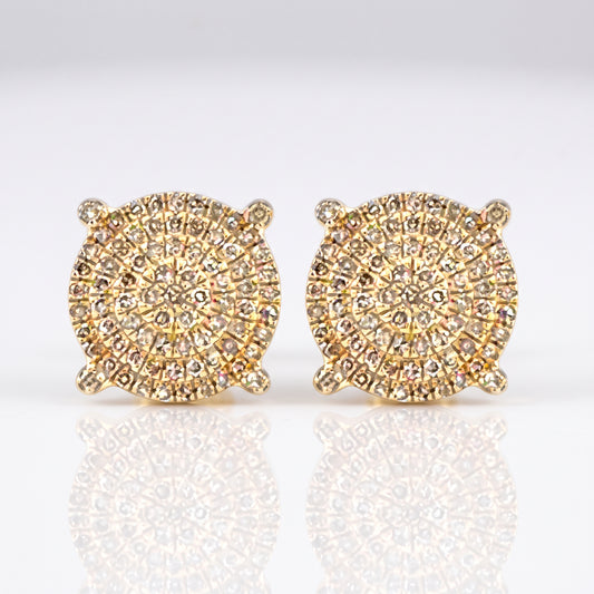 0.85ct Diamond Round Stud Earrings - 14k Yellow Gold