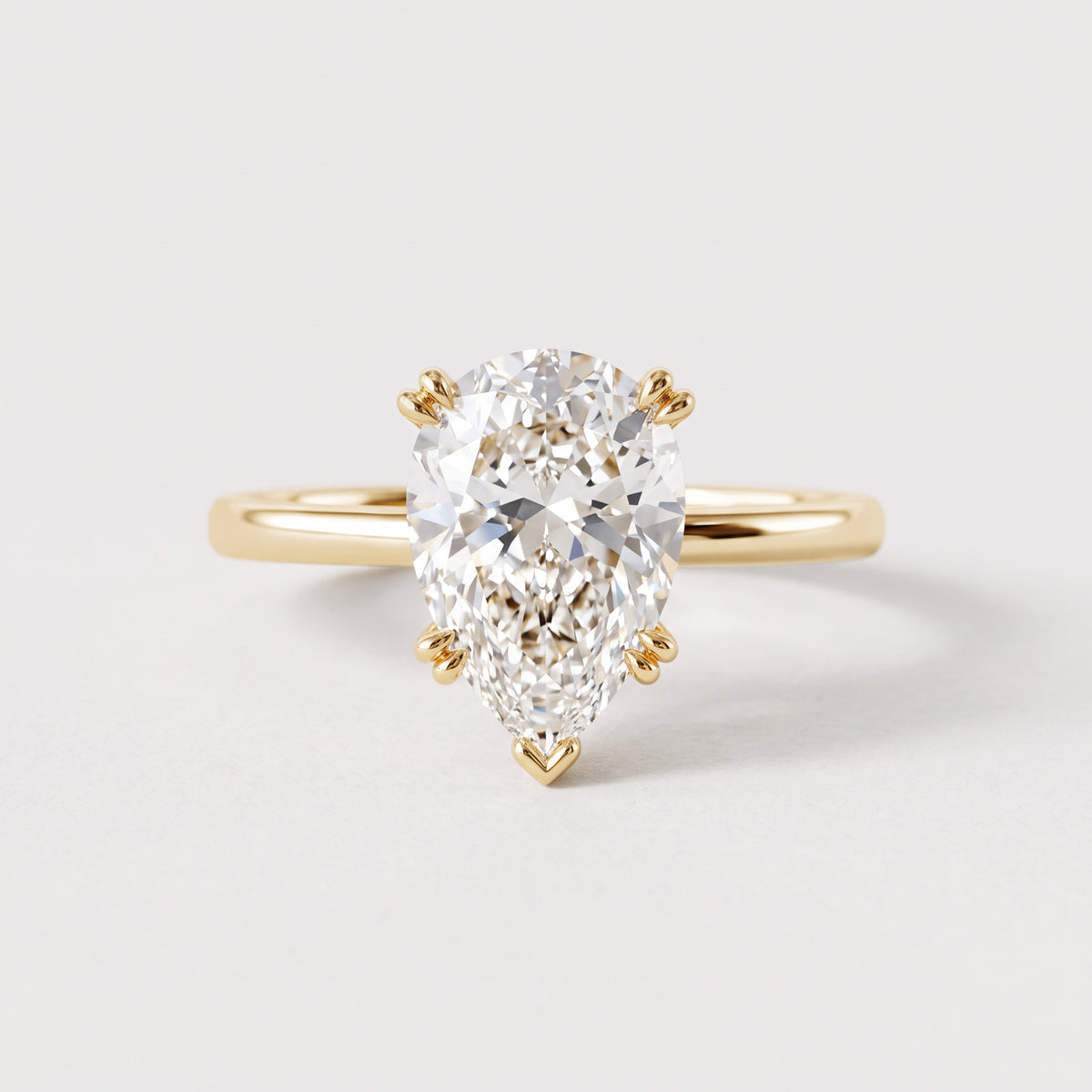 14K Pear Solitaire — Double Prong
