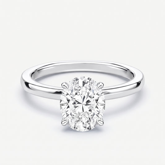 14K Oval Solitaire — Hidden Halo