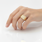 Square Nugget Initial Ring - 10K Yellow Gold