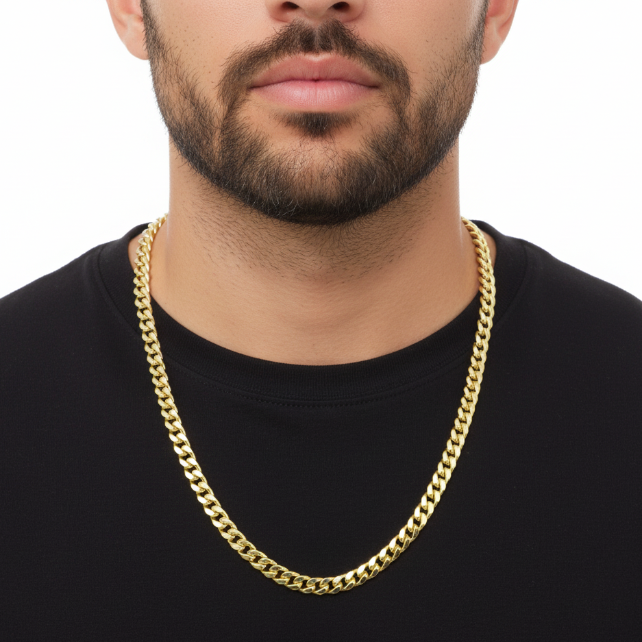 Miami Cuban Link Chain Necklace 14K Yellow Gold - Hollow
