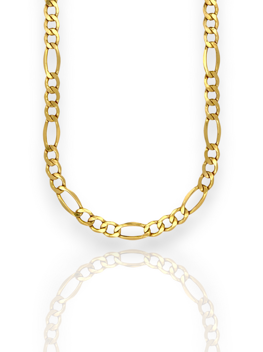 Figaro Link Chain Necklace - 10K Yellow Gold - Hollow