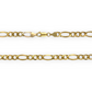 Collar de cadena de eslabones Figaro - Oro amarillo de 14 quilates - Hueco