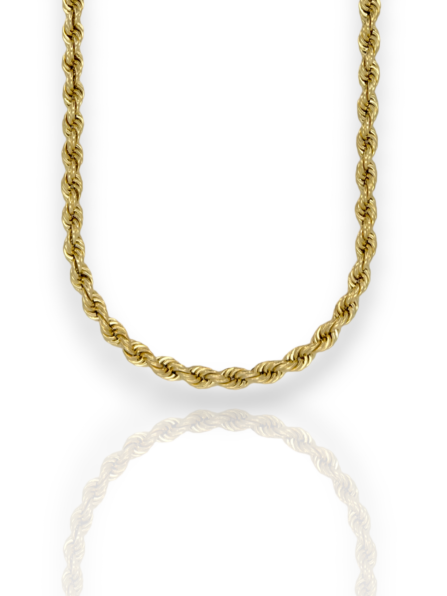 Collar de cadena de cuerda - Oro amarillo de 14 quilates - Hueco