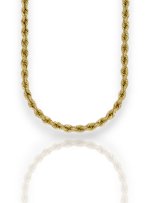 Collar de cadena de cuerda - Oro amarillo de 14 quilates - Hueco