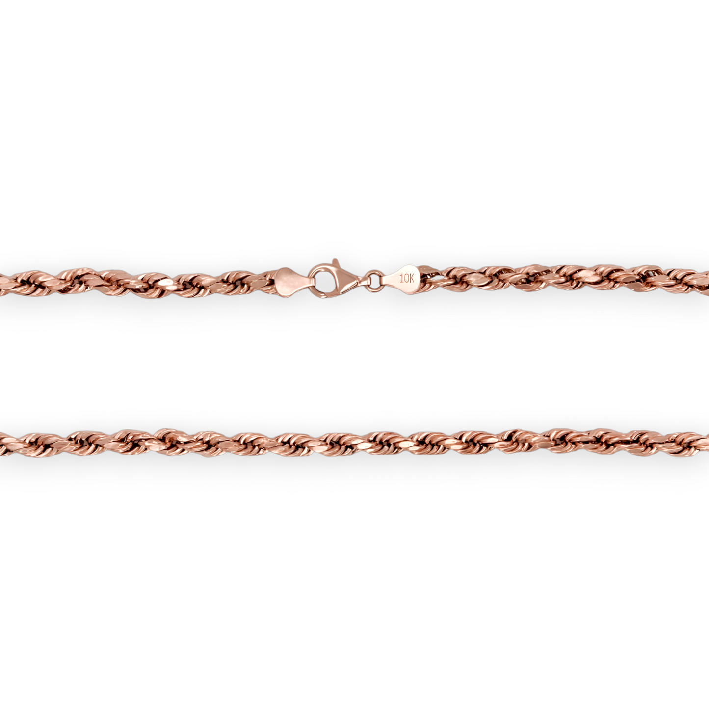 Rope Chain Necklace - 10K Rose Gold - Solid