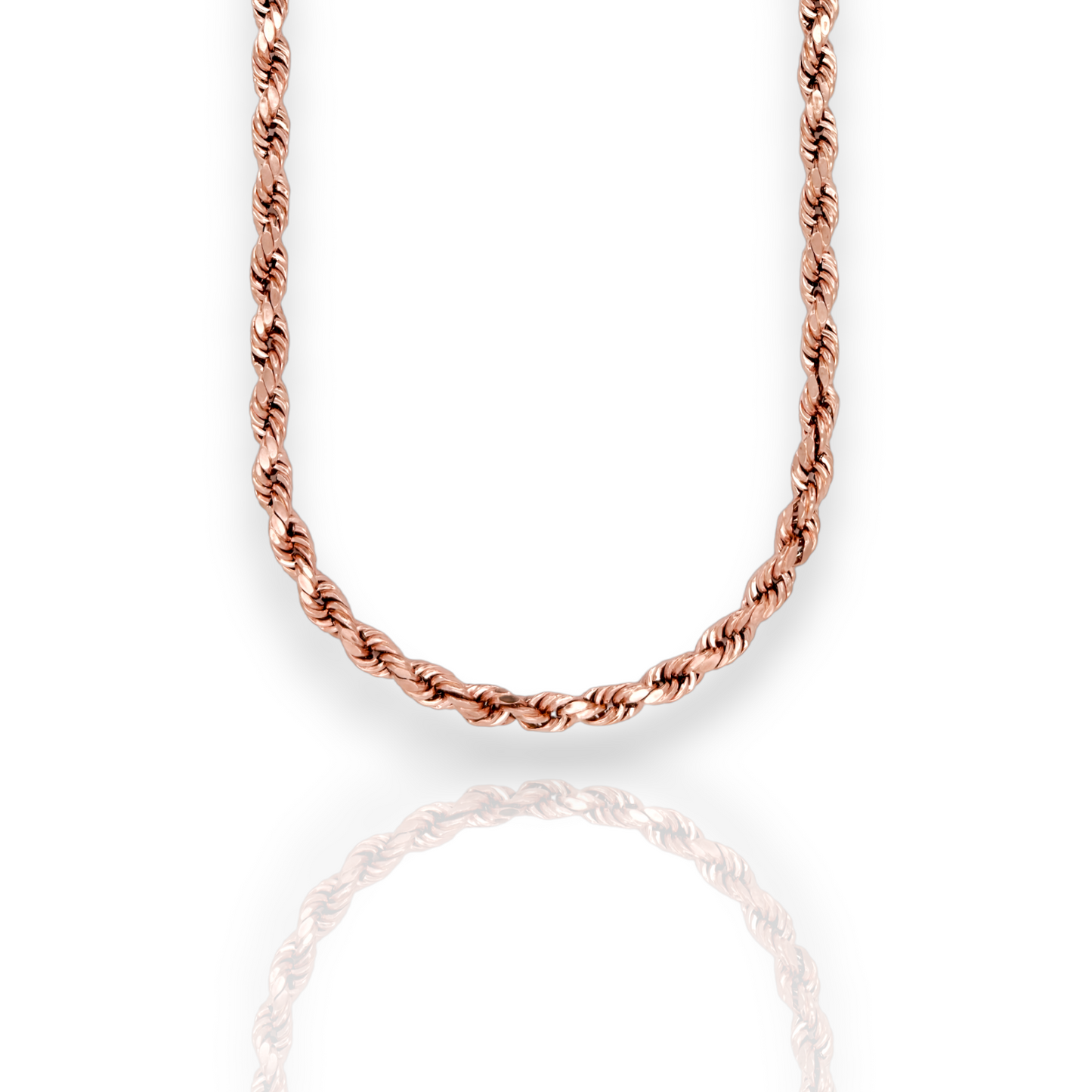 Rope Chain Necklace - 10K Rose Gold - Solid