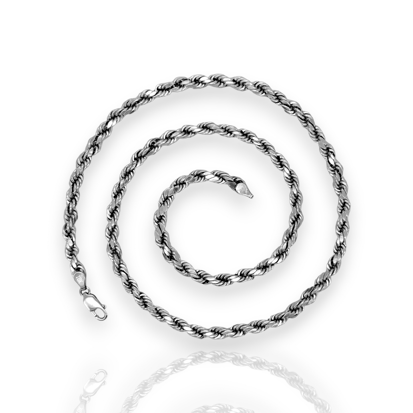 Rope Chain Necklace - 10K White Gold - Solid
