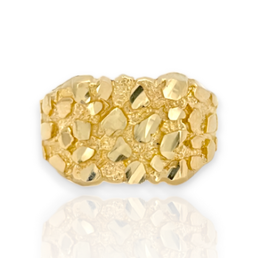 Medium Nugget Square Ring - 10K Yellow Gold - Solid