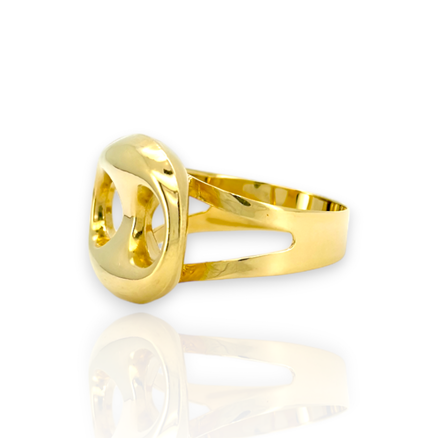 Puffed Mariner Link Ring - Size Variation - 10K Yellow Gold