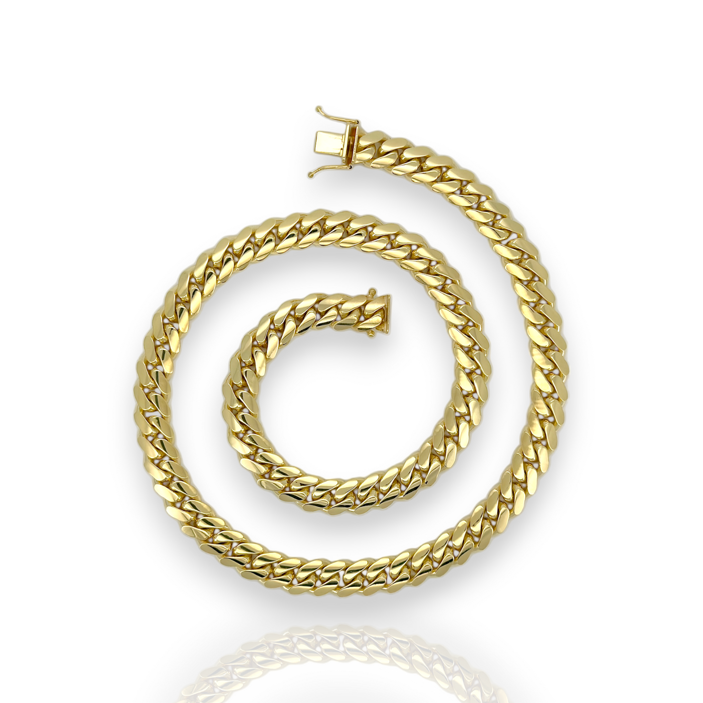 Miami Cuban Link Chain Necklace 14K Yellow Gold - Solid