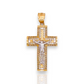Cross Crucifix Pendant With Cubic Zirconia CZ - 10k Yellow Gold