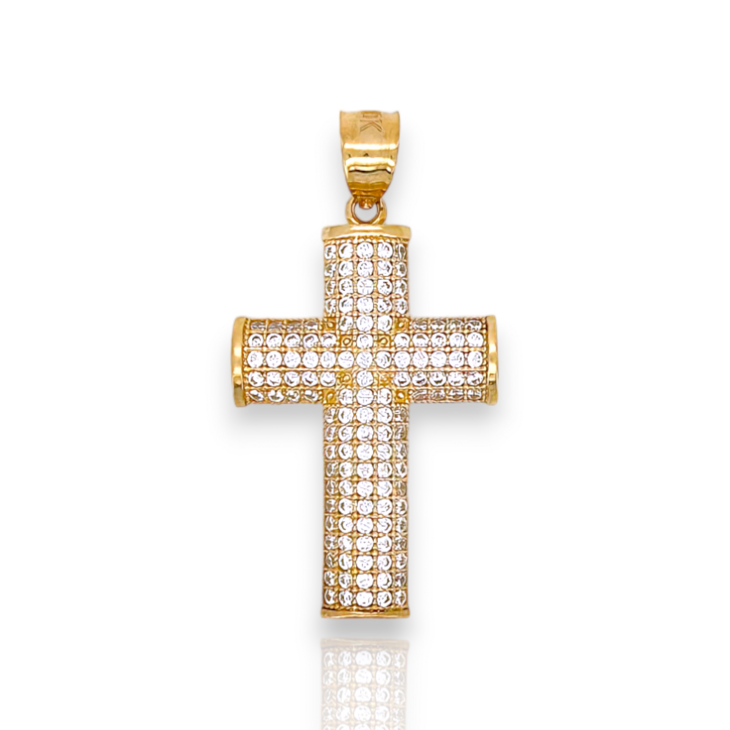Colgante de cruz con circonita cúbica CZ - Oro amarillo de 10 k