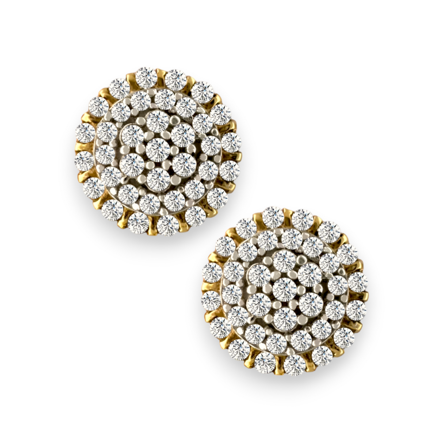 Halo Cluster Diamond Stud Earrings 0.29ct 10K Yellow Gold