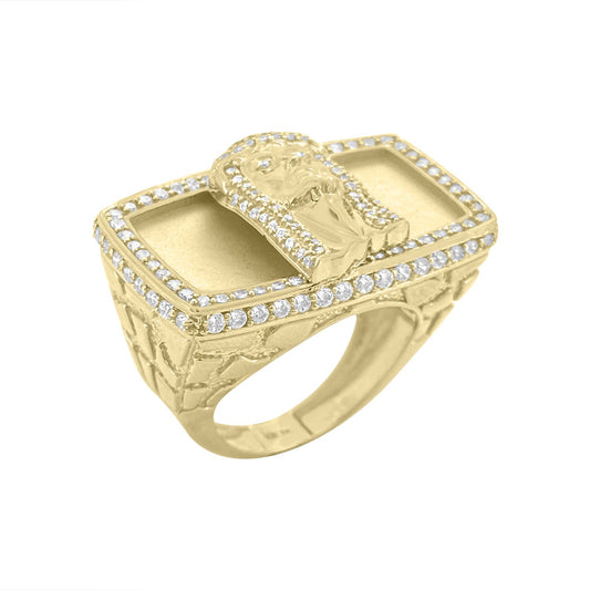 Jesus Rectangle Ring - 10K Yellow Gold