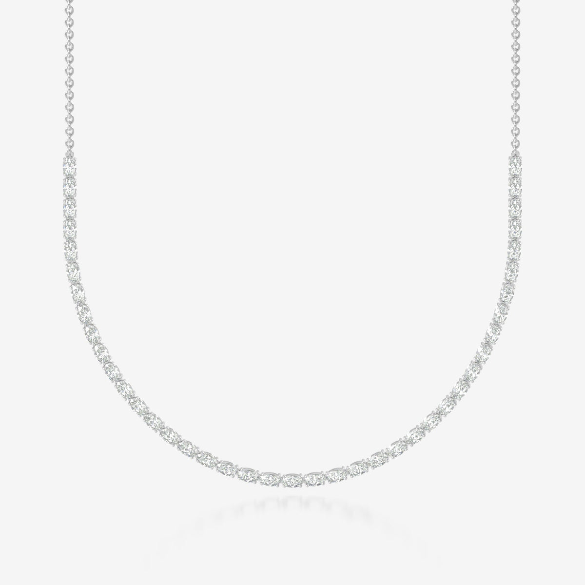 14K Halfway Oval Tennis Necklace