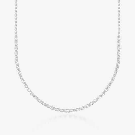 14K Halfway Oval Tennis Necklace