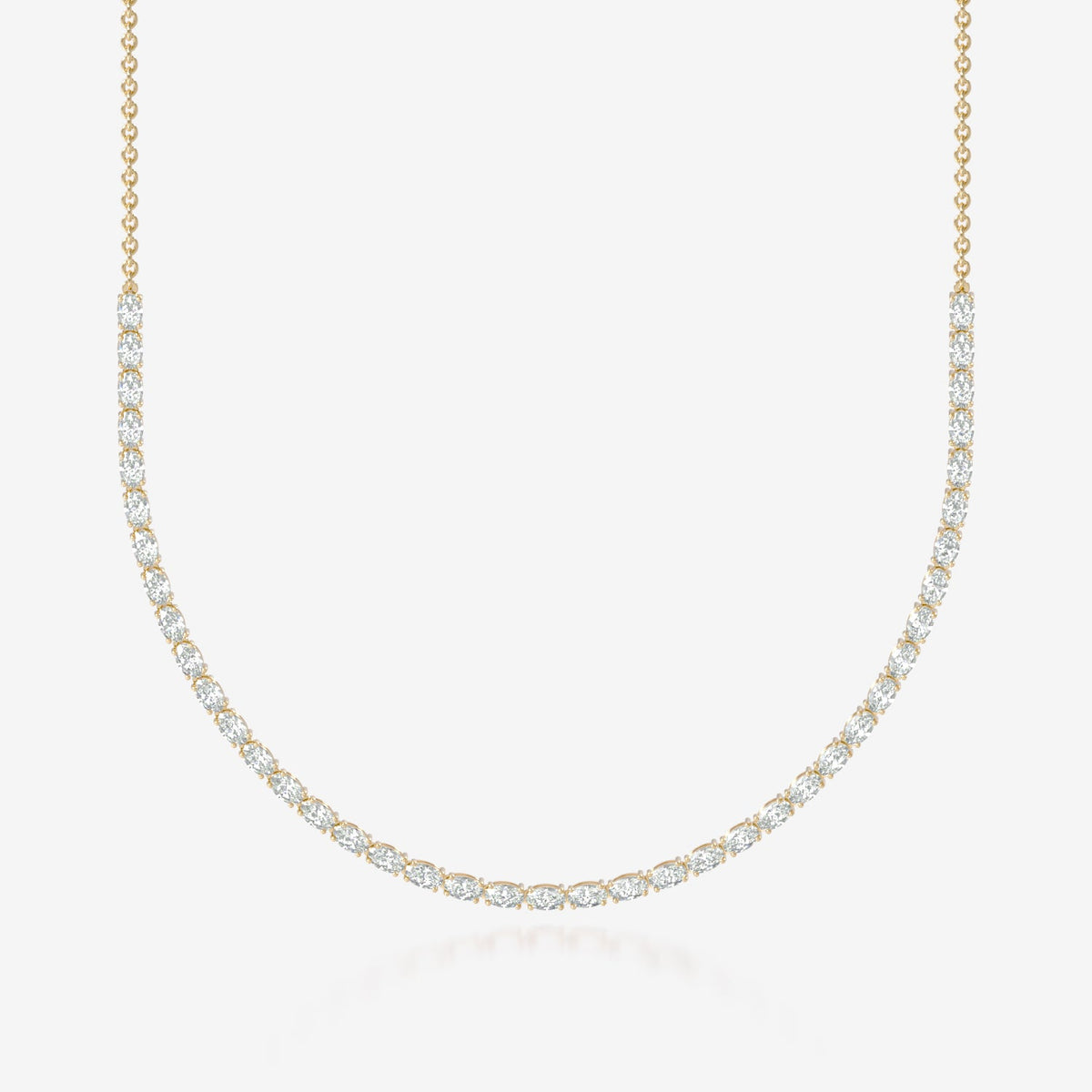 14K Halfway Oval Tennis Necklace
