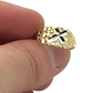 10K Yellow Gold Nugget Ring with Diamond-Cut Slanted Cross - Religious Ring