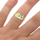 10K Yellow Gold Nugget Ring with Diamond-Cut Slanted Cross - Religious Ring