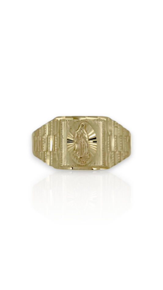 10K Yellow Gold Virgin Mary Guadalupe Ring - real yellow gold ring