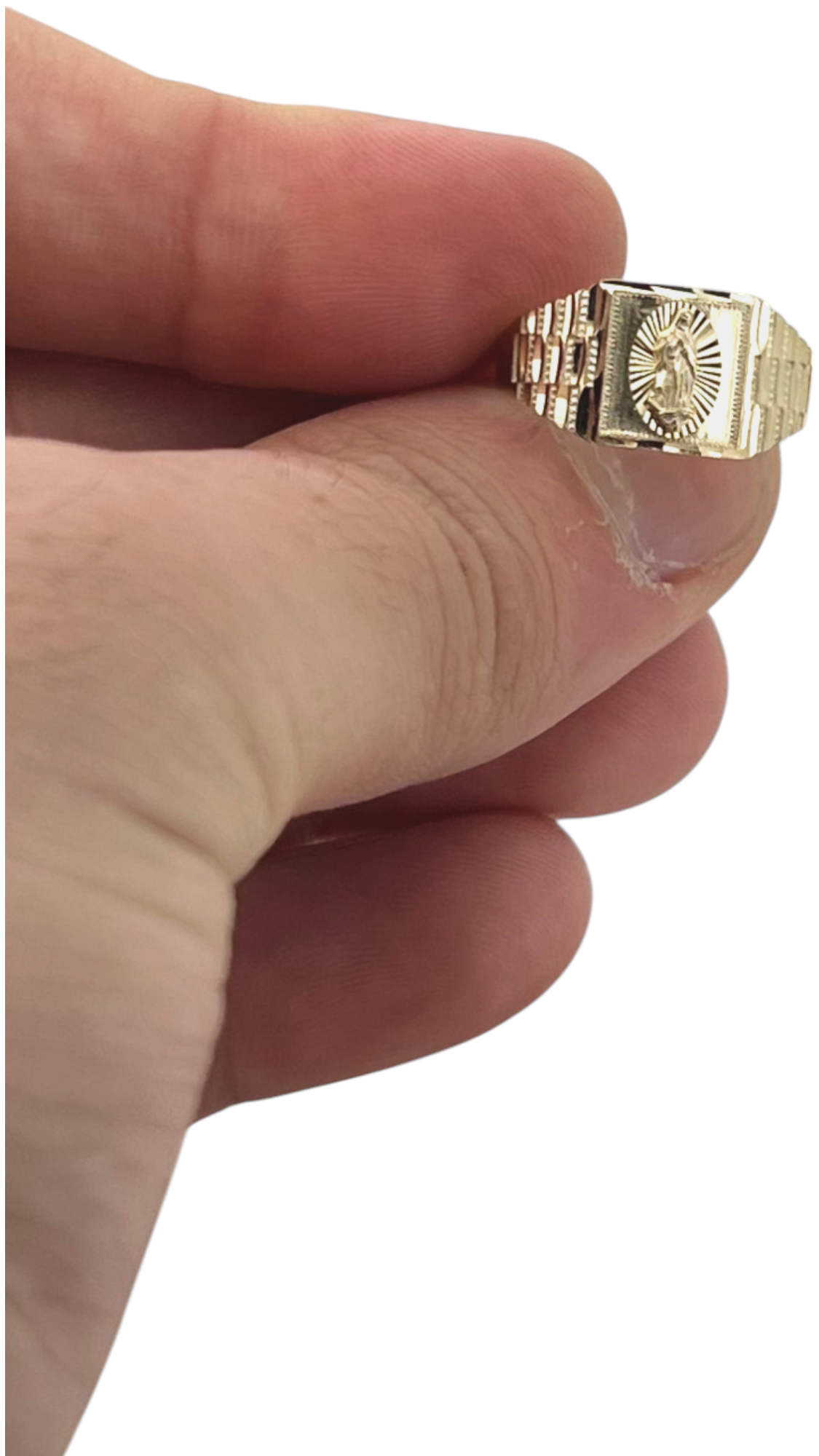 10K Yellow Gold Virgin Mary Guadalupe Ring - real yellow gold ring