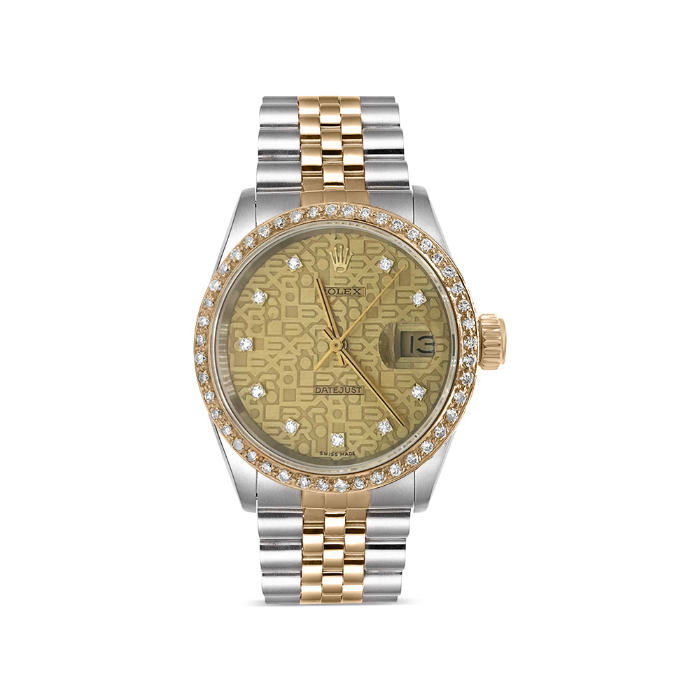 Rolex Datejust Diamond Bezel Watch 36mm Champagne Textured Diamond Dial | 1.50ct