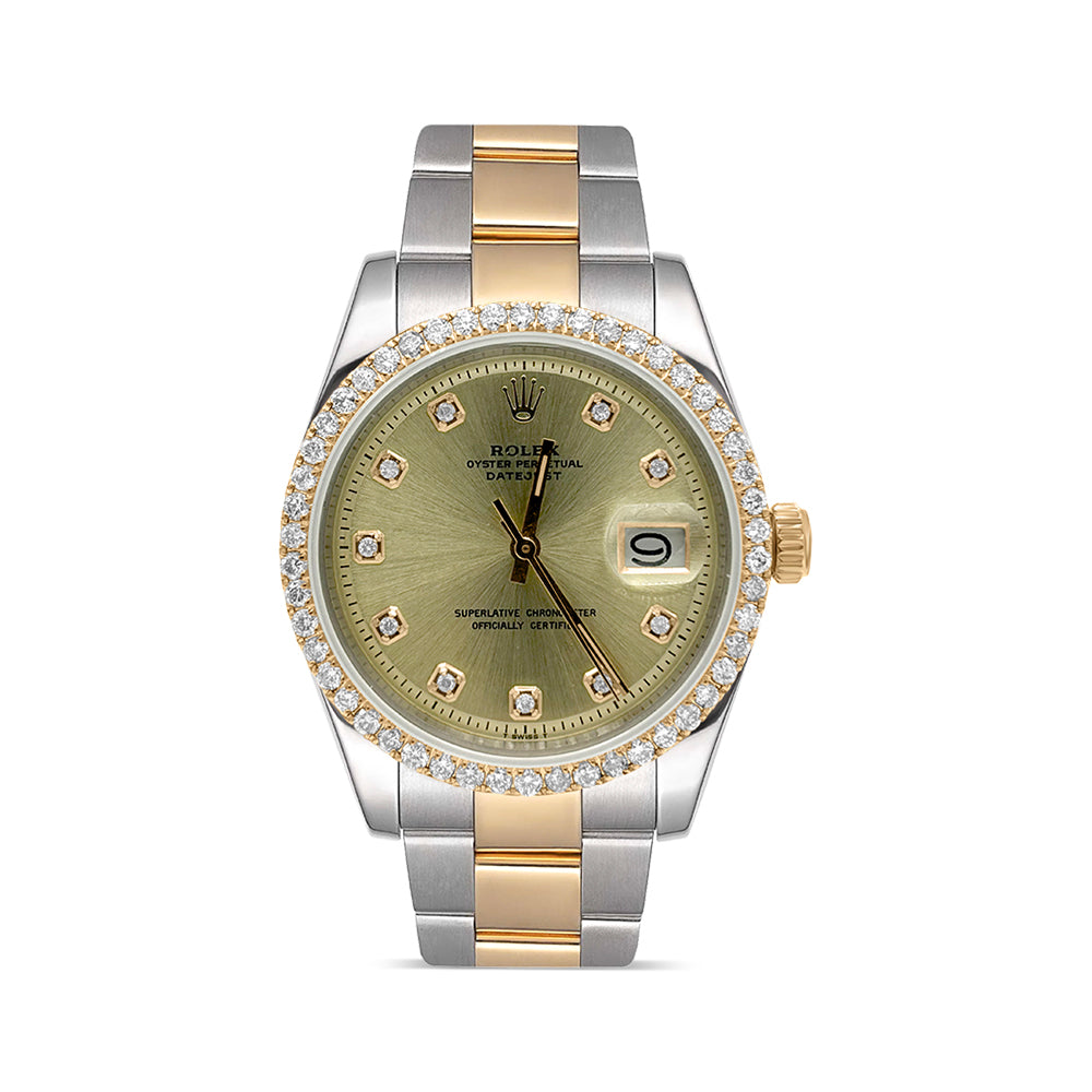 Rolex Datejust Diamond Bezel Watch 36mm Champagne Diamond Dial | 1.75ct