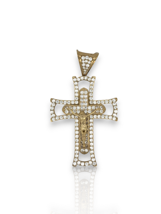 10k Yellow Gold Cross Pendant with Jesus Crucifix – Religious Christian Charm for Men or Women, Solid Gold Faith Jewelry