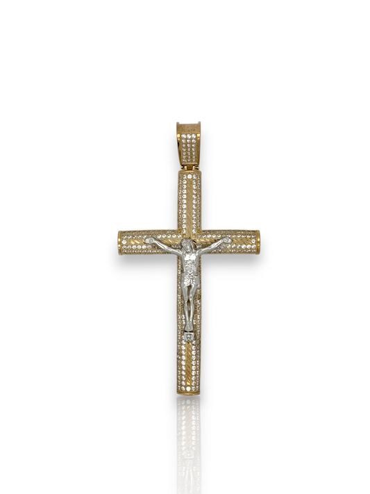 10k Yellow Gold Cross Pendant with Jesus Crucifix – Religious Christian Charm for Men or Women, Solid Gold Faith Jewelry