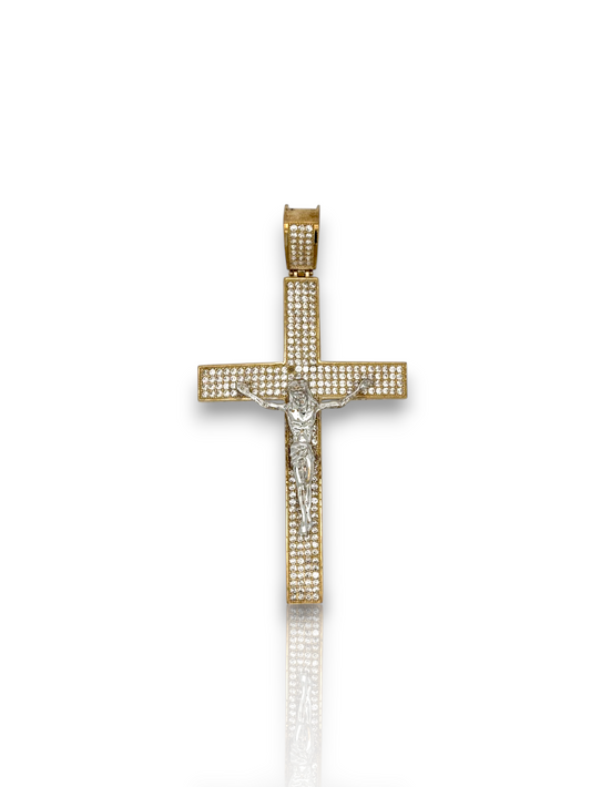 10k Yellow Gold Cross Pendant with Jesus Crucifix – Religious Christian Charm for Men or Women, Solid Gold Faith Jewelry