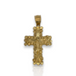 10k Yellow Nugget Gold Cross Pendant with Jesus Crucifix – Religious Christian Charm for Men or Women, Solid Gold Faith Jewelry