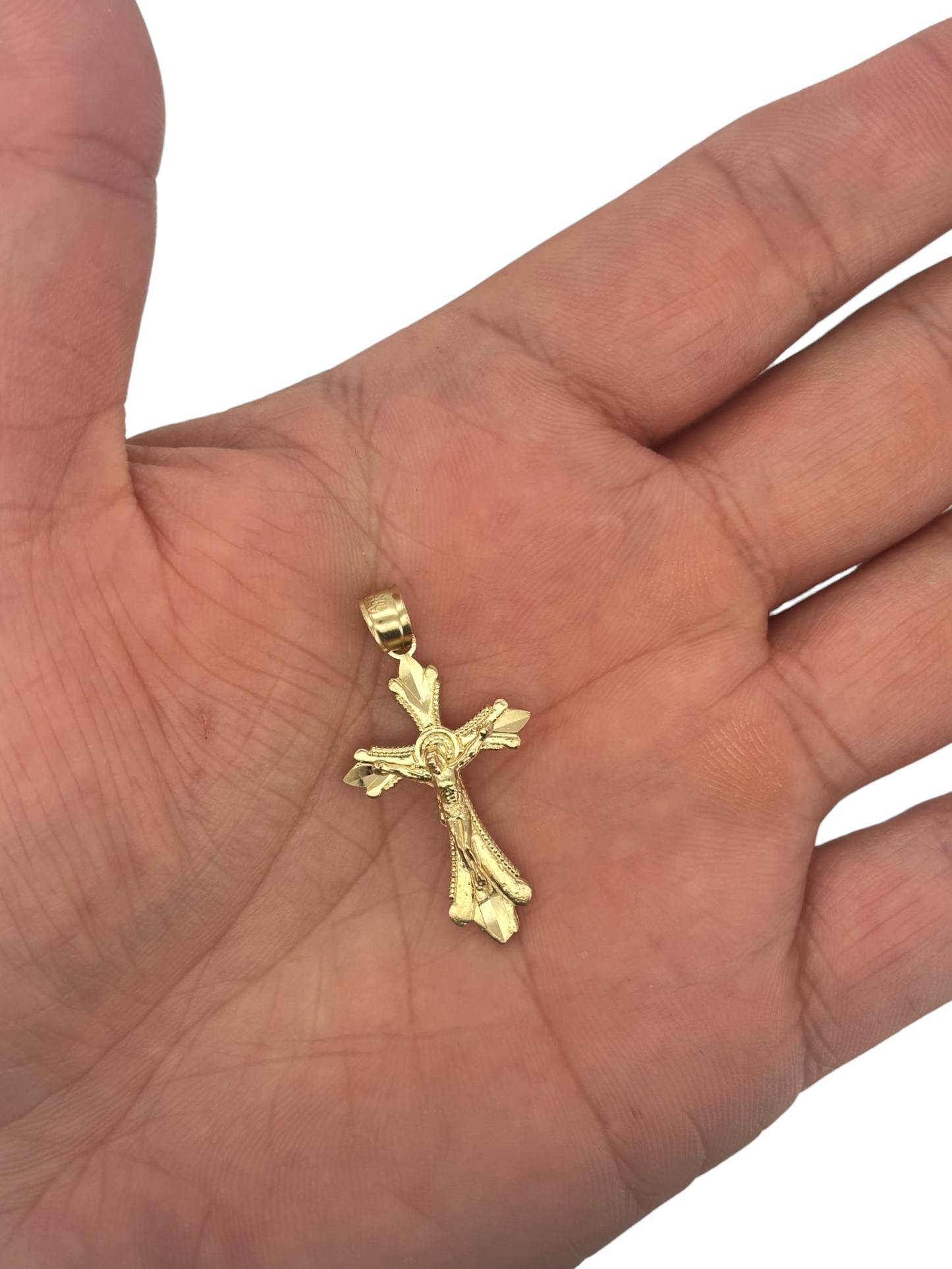 10k Yellow Gold Cross Pendant with Jesus Crucifix – Religious Christian Charm for Men or Women, Solid Gold Faith Jewelry (Copy)