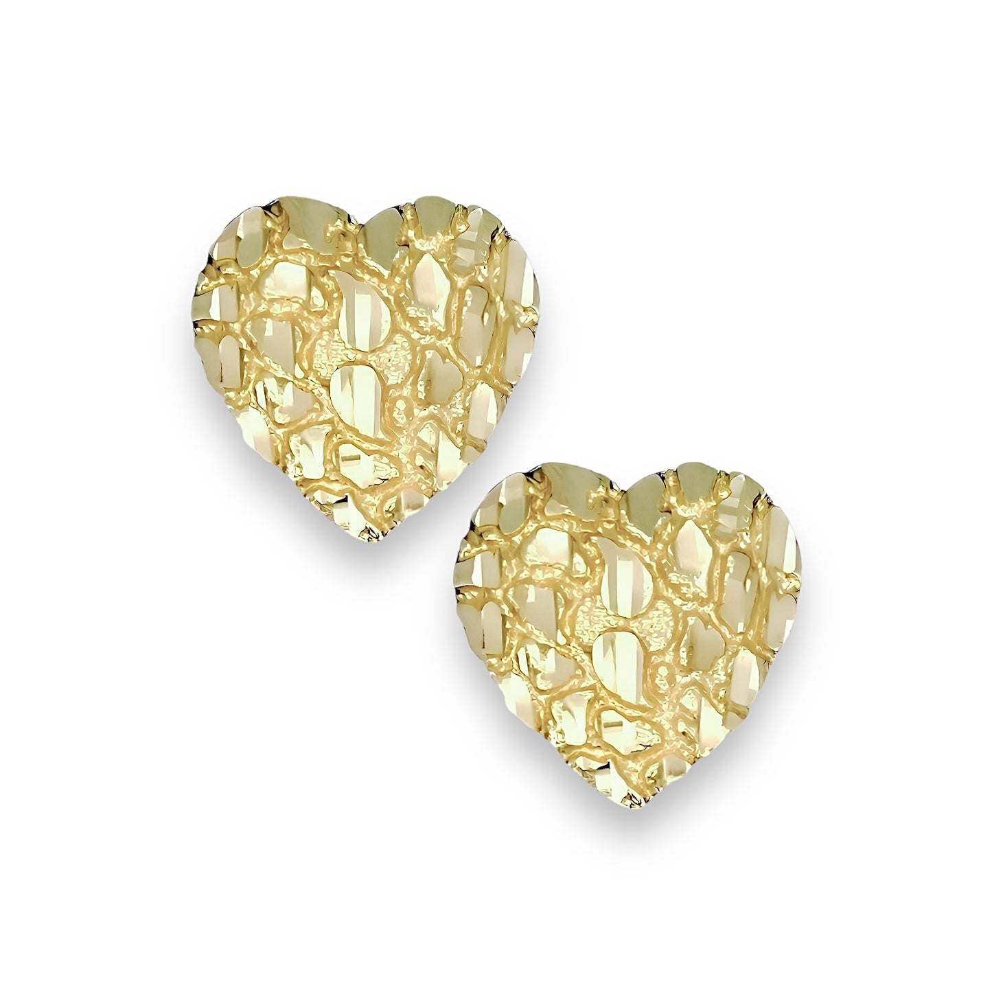 Aretes con forma de pepita de corazón macizo - Oro amarillo de 10 quilates 