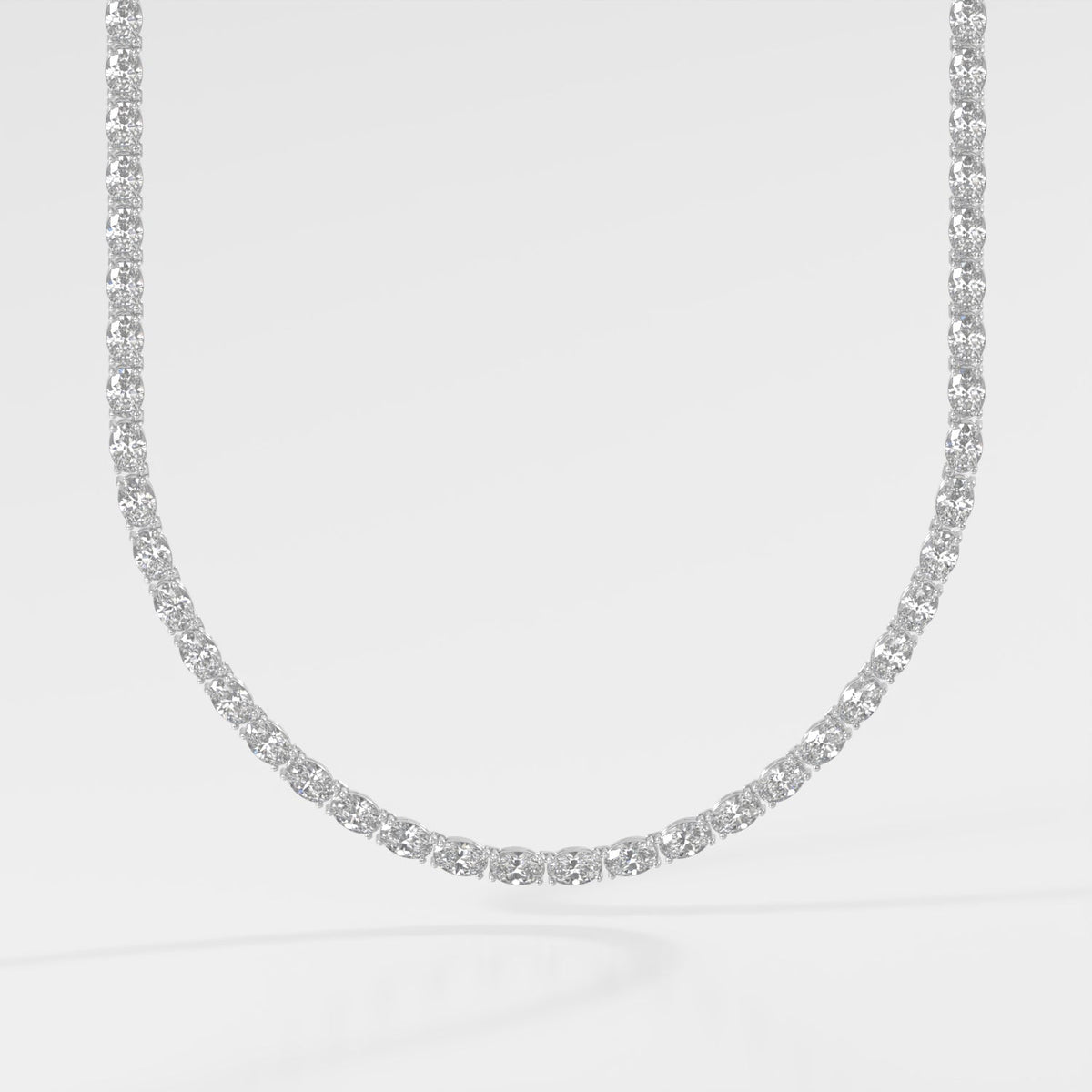 14K East-West Oval Tennis Necklace