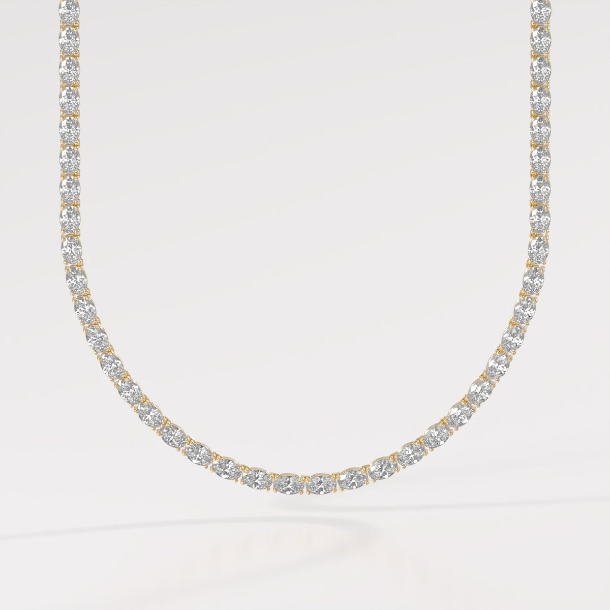 14K East-West Oval Tennis Necklace