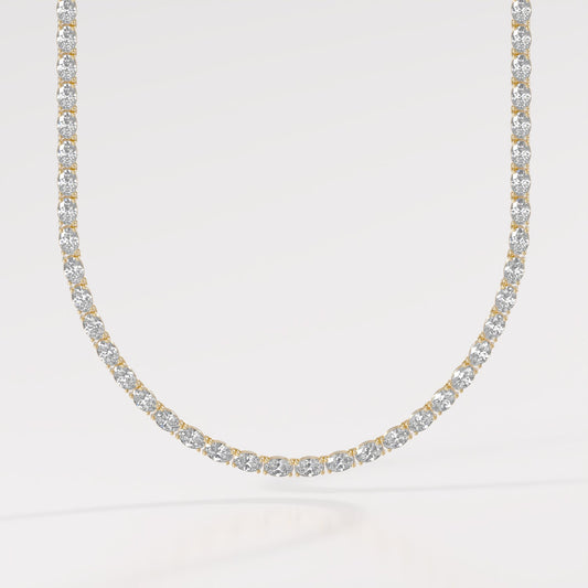 14K East-West Oval Tennis Necklace