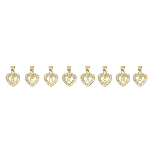 Initials Heart Pendant - 10K Yellow Gold